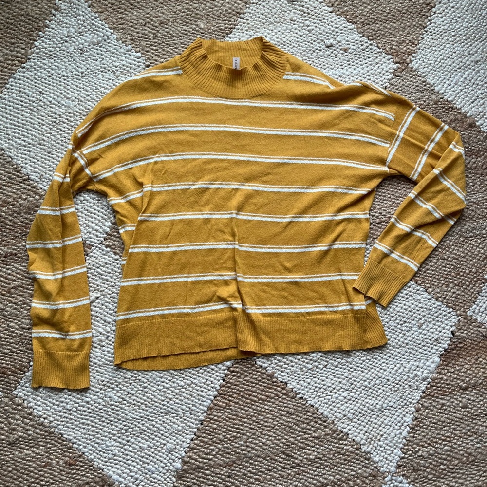 Yellow Striped RVCA Mockneck - Size Medium